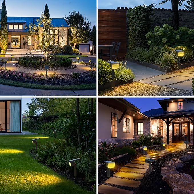 nipify Solar Lights Outdoor Waterproof, Motion Sensor Spot Landscape Light | 8 Pack/3 Modes/56 LED, Warm White, Waterproof, Solar Powered, Landscaping, Lighting for Outside Pathway Yard Garden Walkway