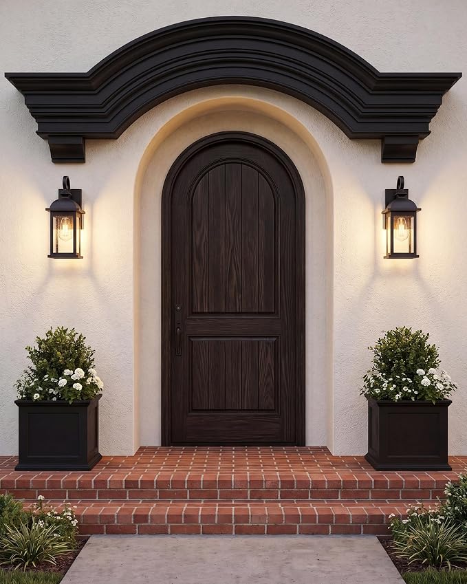 FEMILA Exterior Wall Sconce, 2 Packs Outdoor Waterproof Wall Lights Fixture, E26 Socket Wall Lantern for Porch, Anti-Rust Matte Black Finish with Seeded Glass Lampshade, 4FD54B-2PK BK