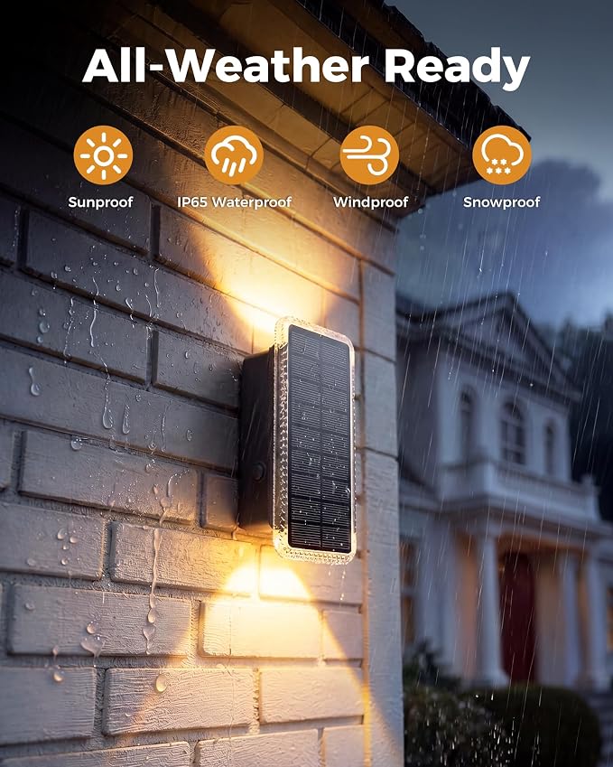 Solar Fence Lights Outdoor 12 Pack, 5CCT(3000K-6000K) Up and Down Solar Wall Lights, IP65 Waterproof Dusk to Dawn Wood Fence Lights Solar Powered for Patio, Porch, Backyard, Garage, Wall Decor