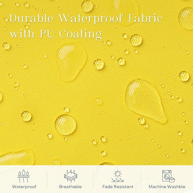 Phantoscope Pack of 2 Outdoor Waterproof Throw Pillow Covers with Contrast Piping, Decorative Square Cushion Case Patio Pillows for Couch Tent, Lemon Yellow 18x18 inches