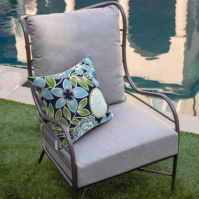 DYTXIII Pack of 2 Outdoor Waterproof Pillow Covers ONLY, 18"x18" Square Decorative Double Printed Throw Pillow Cases for Patio Couch Porch Furniture, Azure Symphony‌