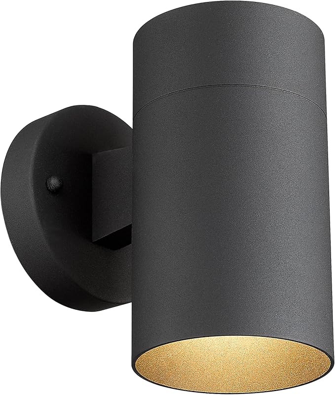 Ken & Ricky Modern Outdoor Wall Sconce Lights,Cylinder，Black ，1 Pack | No Glare Aluminum Exterior Lighting Fixtures,Downward Outside Wall Light,E26,For House Front Porch Garage Patio Entryway