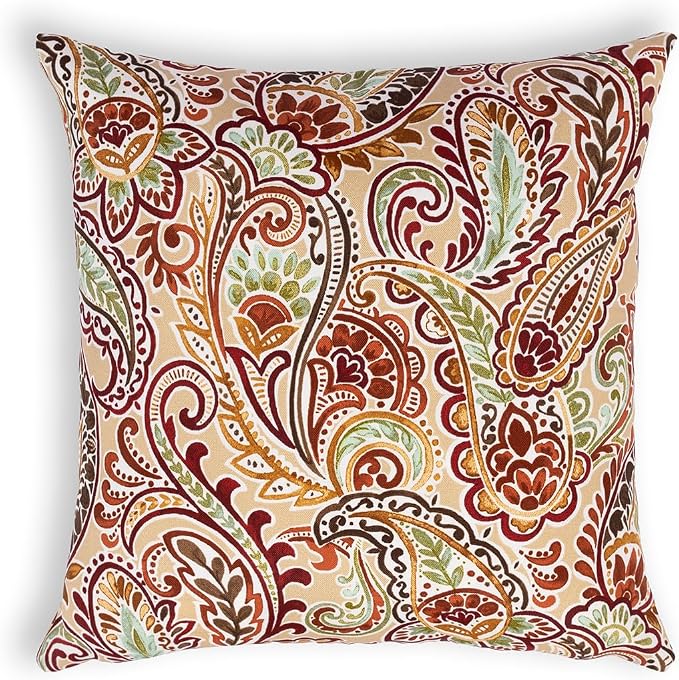 Sherry Kline Paisley Floral Pattern Set of Two 18" Pillows Filled with 100% White Polyester