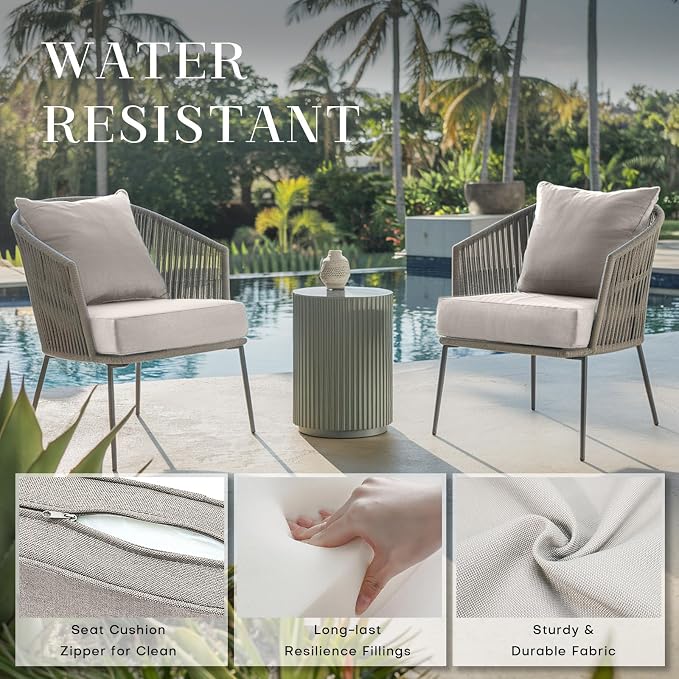 Luxury 24*24*6in Outdoor Patio Cushions, 6 Pieces Beige Outdoor Cushion | 6in Outdoor Patio Cushions, Water-Resistant, Reversible, Removable Cover, for Patio Chairs Sofa Couch Loveseat