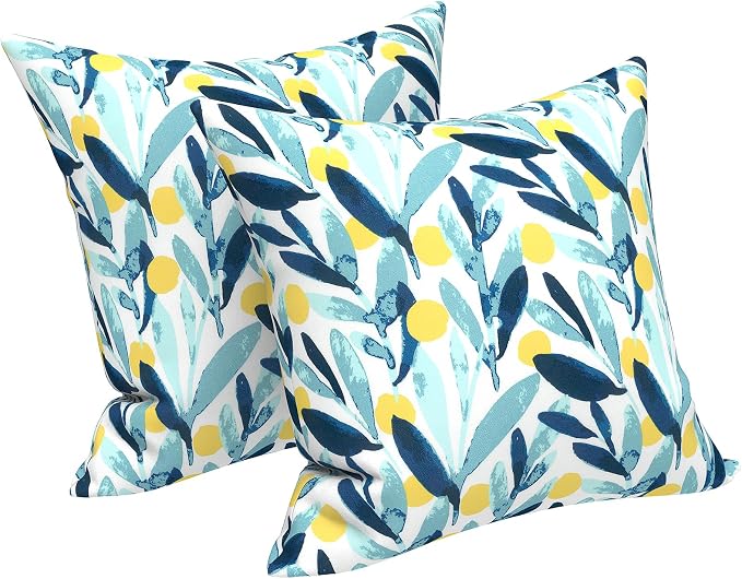 LVTXIII Outdoor/Indoor Throw Pillows, Decorative Throw Pillows with Inserts, 18"x18" Square Pillows for Bed, Couch, Sofa and Patio Furniture (Set of 2, Leaves Multi)
