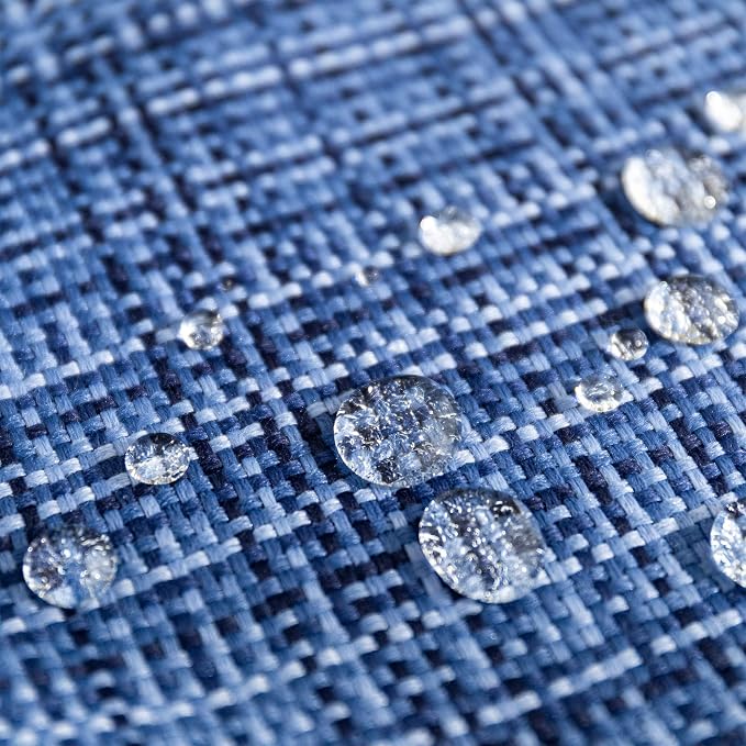Kevin Textile Outdoor Waterproof 12"x24" Pillow Covers 2 Pack, Navy Blue | Water Resistant, Faux Linen Yarn-dyed, Woven Texture Throw Pillow Covers for Tent Patio Garden Couch Sofa