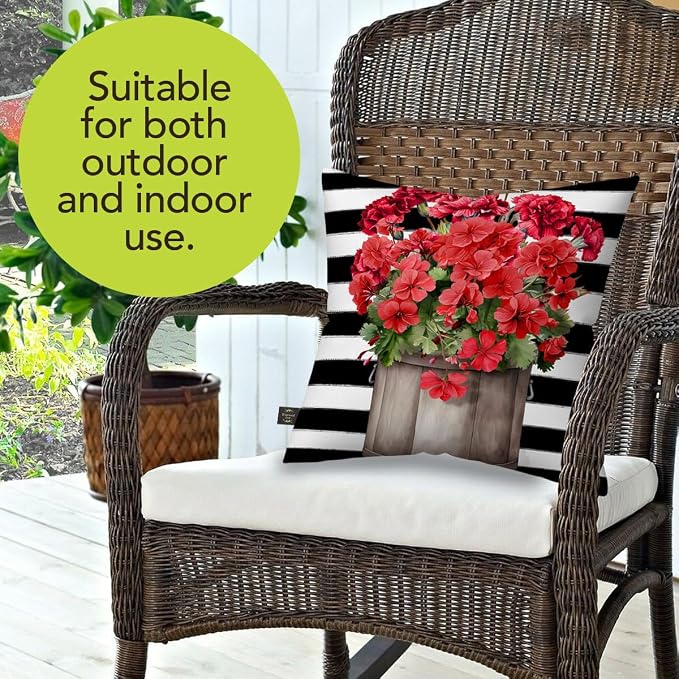 Briarwood Lane Striped Geraniums Indoor/Outdoor Pillow