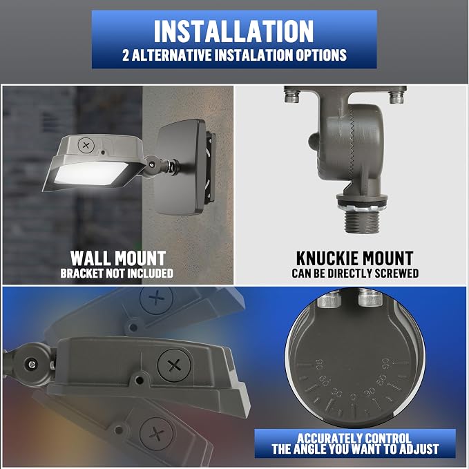 LED Flood Lights Outdoor 15/20/35W and 3000/4000/5000K Adjustable 3900Lm,Dusk-to-Dawn Sensor o Dawn Flood Light for Yard, Garage, Garden,UL Listed, Includes Knuckle Mount UL Listed