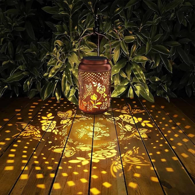 2 Pack Solar Lanterns Outdoor Waterproof, Butterfly Rose Garden Decor Birthday Gifts for Women Mom Grandma Hanging Solar Lights Metal Solar Decoration Outside for Yard, Patio, Lawn | Birthday Gifts for Women Mom Grandma Hanging Solar Lights Metal Solar...