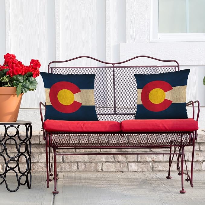 Swono Colorado Flag Decorative Throw Pillow Case 18" X 18", Grunge Colorado State Flag of America Standard Pillow Covers, Set of 2 Throw Pillowcase Cushion Cover for Home Bedroom Sofa Car Seats