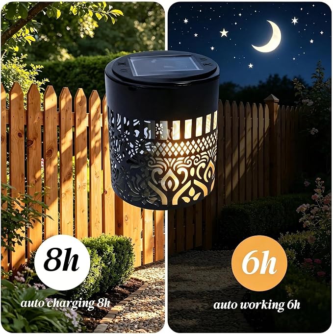 4 Pack Solar Fence Lights Outdoor, Decorative Solar Wall Lights with Mandala Pattern, IP65 Waterproof LED Wall Sconce Lantern for Garden Yard Fence Decor, Patio Pathway, Gift for Women Mom