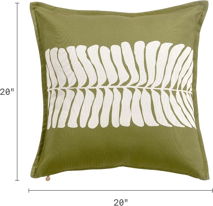 Fab Habitat Indoor/Outdoor Throw Pillow Made from Recycled Polyester Yarn - Double Sided, Stain Resistant, Machine Washable - Tropical - Patio, Deck, Porch, Living Room - Hilo - Green - (20" x 20")