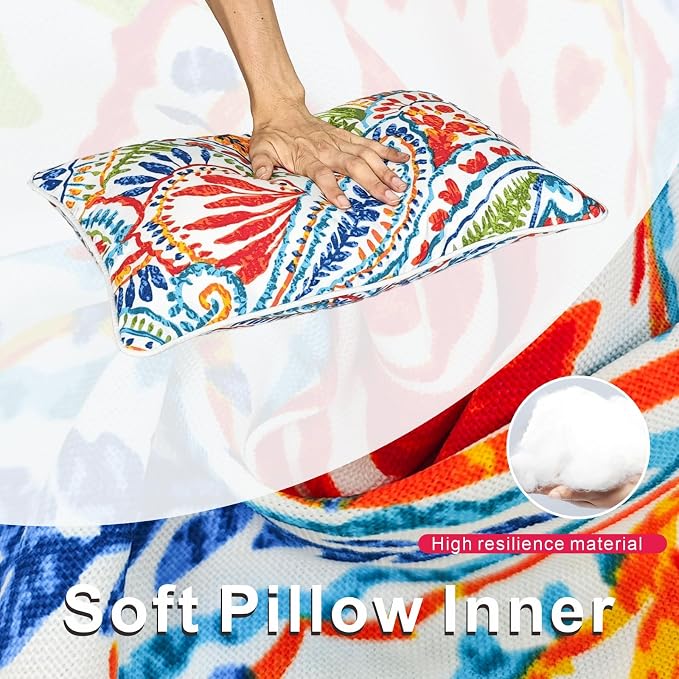 JMGBird Outdoor Pillows Waterproof Outdoor Throw Pillows with Inserts | 12x20 Outdoor Pillow covers Outdoor Patio Pillows Water-Resistant Paisley Pattern Outdoor Pillows for Patio Furniture
