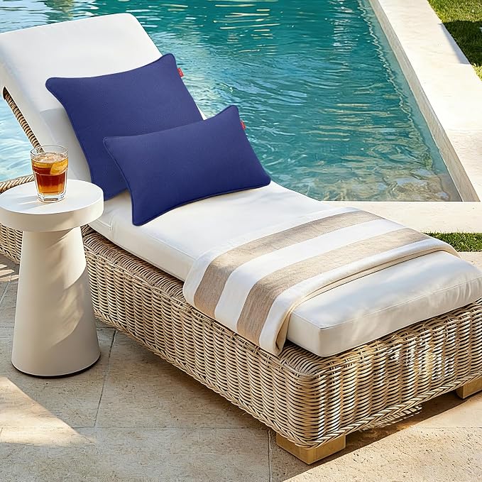 Pack of 2 Outdoor Throw Pillows,18x18 Inch All-Weather Water-Resistant Patio Pillows with Inserts,Decorative Pillows for Patio Furniture,Couch,Sofa,Poolside,Deep Blue