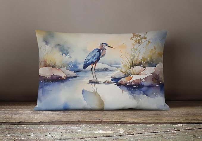 Caroline's Treasures DAC2850PW1216 Blue Heron Throw Pillow Machine Washable, Indoor Outdoor Decorative Pillow for Couch, Bed or Patio, 12HX16W