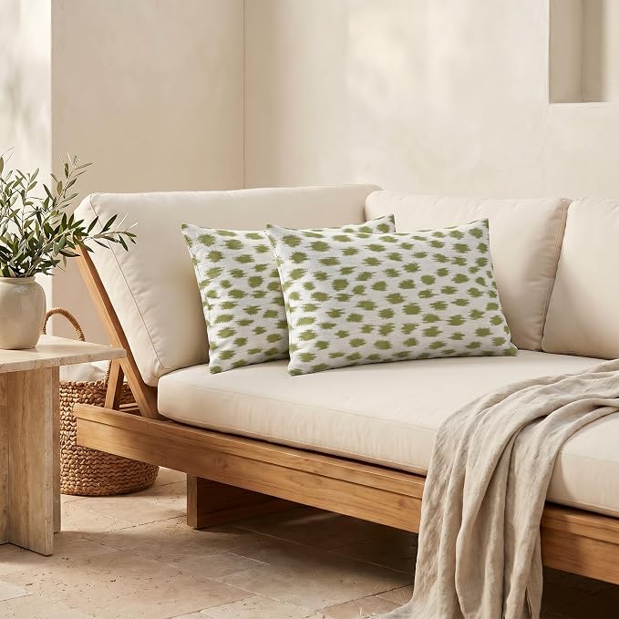 RSH DECOR: Sunbrella Jumbo Lumbar Pillows Set of 2 | 26" x 16" | Water and Fade-Resistant Performance Fabric | Outdoor Pillow Covers with Down-Alternative Inserts | Made in USA (Agra Cactus)