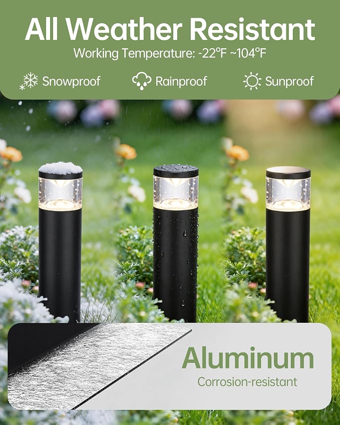 LITFIT Low Voltage Bollard Landscape Lights, 12V Aluminum Path Light, 2Pack | 5W 3000K Warm White Electric Outdoor Garden Light with Connectors, 50000H Waterproof Wired LED Lawn Walkway Light, ETL Listed