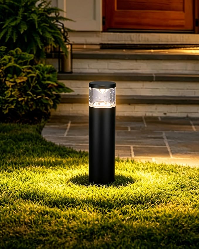 LITFIT 6Pack Low Voltage Bollard Landscape Lights, 12V Aluminum Path Light | 5W 3000K Warm White Electric Outdoor Garden Light with Connectors, 50000H Waterproof Wired LED Lawn Walkway Light, ETL Listed