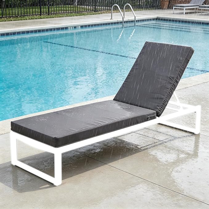 80 x 26 Inches Chaise Lounge Cushions Outdoor Replacement for Pool Side Waterpoof Patio Lounge Chair Cushions, Gray