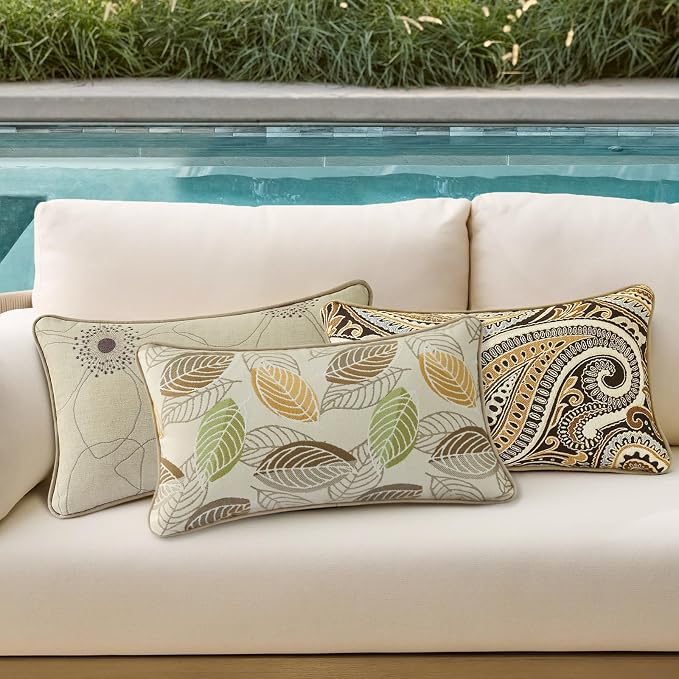 Outdoor Sunbrella Decorative Pillows Pack of 4, 20" x 12" Outdoor Pillow Set for Couch Bed Throw Patio Sofa, Allure Dusk