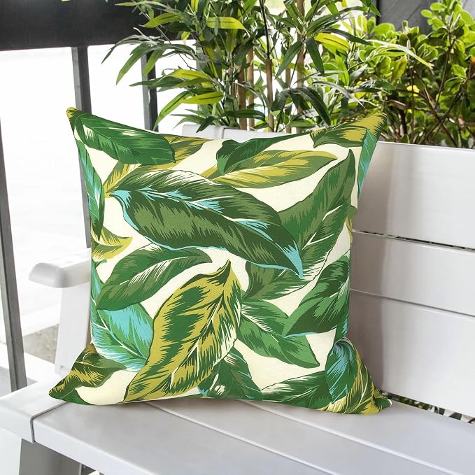 LVTXIII Outdoor Pillows 20x20 Inch, 2 Pack Large Decorative Square Throw Pillows with Inserts for Couch, Bed, Floor Seating, Patio Furniture, Lush Leaf Jungle