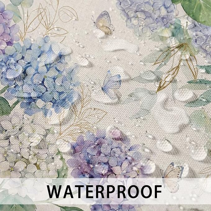Throw Pillow Covers, Hydrangea, Waterproof, Set of 2, 18 x 18 Inch | Butterfly Outdoor Cottagecore Pillowcase Square Cushion Case Farmhouse Garden Decorative Pillows for Couch Beach Patio