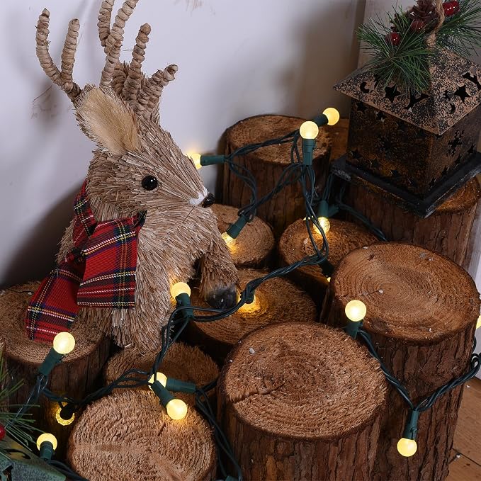 Globe String Lights: 2 Pack 70 LED Mix-Ball Fairy Lights Plug in UL Listed Christmas Tree Lights 19Ft Christmas Outdoor Indoor Fairy Lights for Bedroom Tree Patio Party Garden Wedding, Warm White