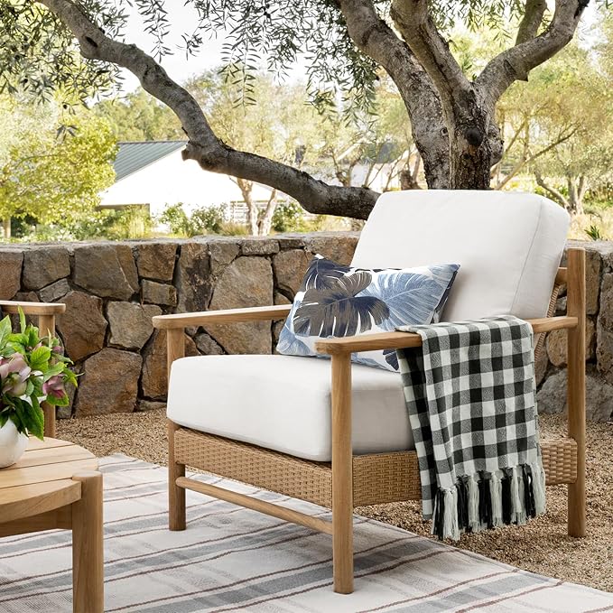 DYTXIII Pack of 2 Outdoor Waterproof Lumbar Pillow Covers ONLY, 12x20 Rectangle Decorative Double Printed Pillow Cases for Patio Couch Porch Furniture - Monstera Blue