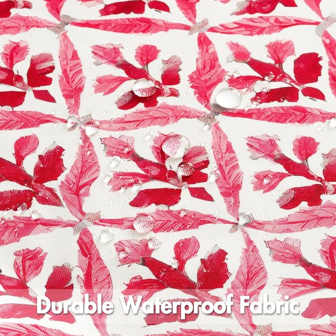 MIULEE Outdoor Floral Pillow Covers Waterproof 18x18 Hot Pink | Decorative Block Print,Boho Farmhouse, Set of 2 Coastal Summer Cushion Covers with Piping,Garden Patio Furniture Porch Couch