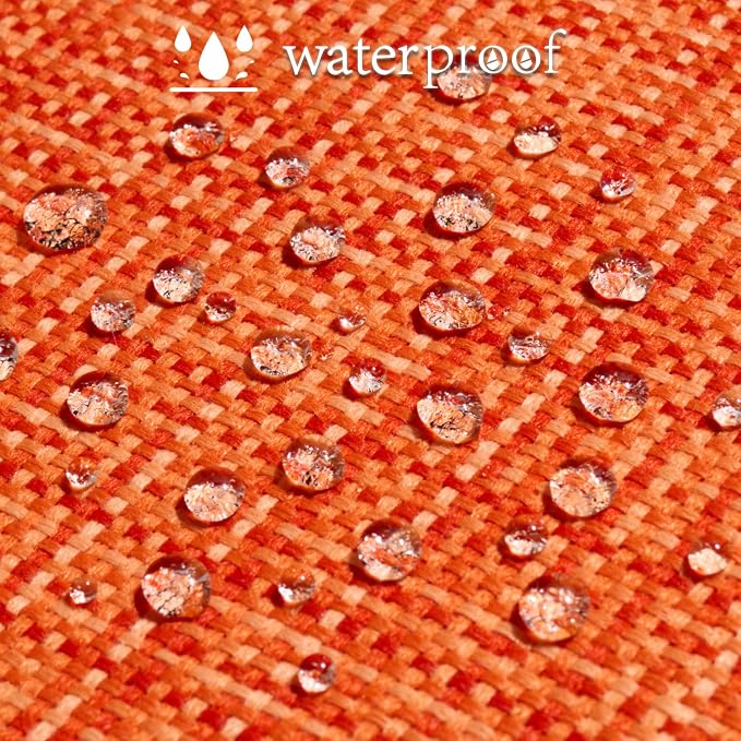 UGASA Fall Outdoor Waterproof Throw Pillow Covers Pack of 2 Patio Water Resistant Pillow Cases Summer Woven Texture Decorative for Outside Garden Porch Yard Bench Tent 20x20 Inch, Orange