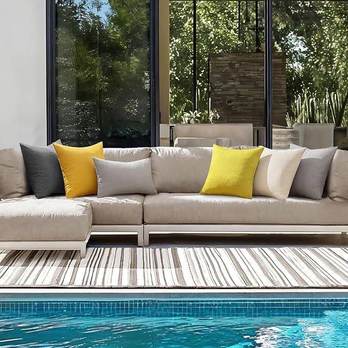 ANRODUO Outdoor Waterproof Pillow Covers for Patio Dark Grey 12x20 2 Pack | Outdoor Pillow Covers for Patio Furniture, Decorative Linen Cushion Sham, Outside Lumbar Pillowcase for Garden Balcony