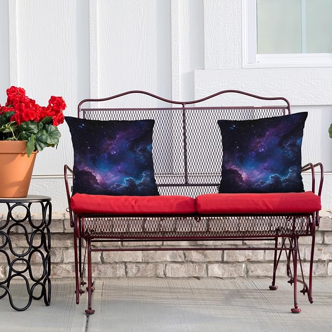 Swono Galaxy Space Decorative Throw Pillow Covers Pack of 2, Fantasy Galaxy Outer Space Pillow Cushion Cases 18"X18", Square Pillowcases Decoration for Sofa Couch Bedroom Living Room Car