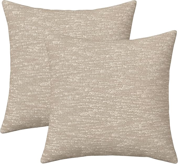 RSH DECOR: Sunbrella Square Throw Pillows Set of 2 | 17" x 17" | Water & Fade-Resistant Fabric | Outdoor Pillow Covers with Down-Alternative Inserts | Made in USA (Soft Cloud Chenille Burlap)