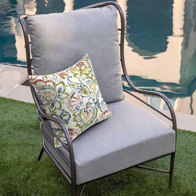 DYTXIII Pack of 2 Outdoor Waterproof Pillow Covers ONLY, 18"x18" Square Decorative Double Printed Throw Pillow Cases for Patio Couch Porch Furniture, Paisley Botanical