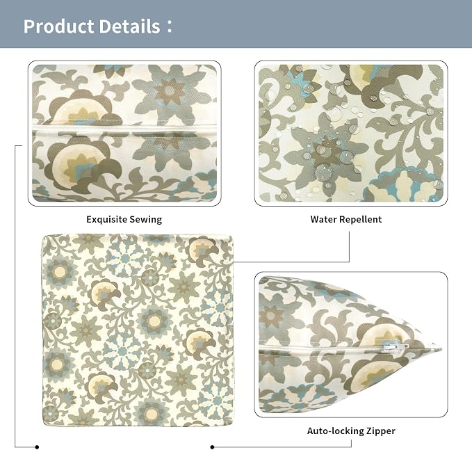 Outdoor Throw Pillow Covers 18x18 Inch, Decorative Pillow Covers for Patio Furniture, Floral Symphony Modern Cushion Cases for Garden Couch Home Sofa, Pack of 2