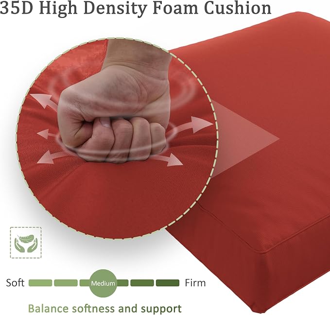 Outdoor Furniture Replacement Cushions, Waterproof Patio Furniture Cushions, 4" Deep Seat Outdoor Sectional Cushion for 3-Seat Outdoors Rattan Sofa Patio Sofa Cushion, Terra Red