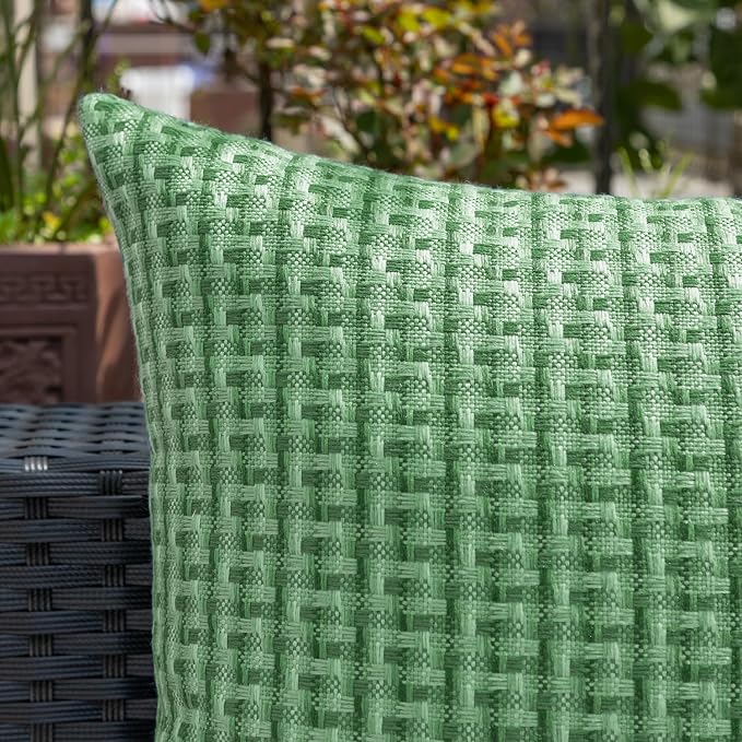 Kevin Textile Outdoor Waterproof 14"x36" Pillow Cover 1 Pack, Sage Green | Water Resistant Weaving Faux Linen Texture Throw Pillow Covers, Outside Decorative Pillowcases for Garden Patio Balcony Couch