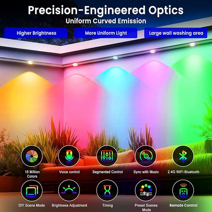 Smart Permanent Outdoor Lights for House, 100ft with 60 RGB Permanent Christmas Lights, P67 Waterproof with DIY Scene for Halloween Christmas Decor, Remote Control, Work with Alexa,Google Assistant