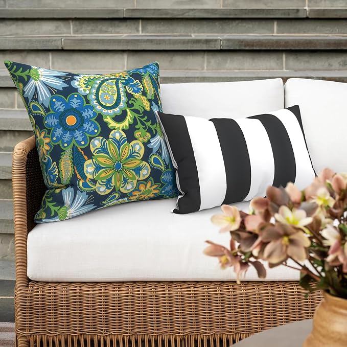 Outdoor 16x16 Inch Throw Pillow Covers Set of 2, Covers ONLY, All Weather Square Pillow Cases, Patio Cushion Pillow of Home Furniture Use, Wonder Garden