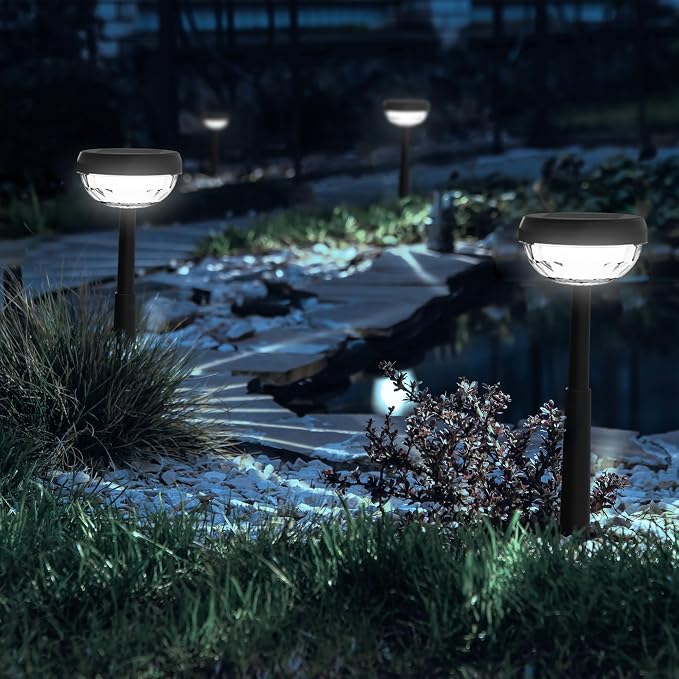 Ensenior 10-Pack Solar Lights Outdoor, Auto ON/Off 6500K LED Solar Garden Lights for Pathway, Yard, Patio, Walkway, Flower Bed, Halloween Christmas Landscape Lighting, IP65 Waterproof, Flag Lights