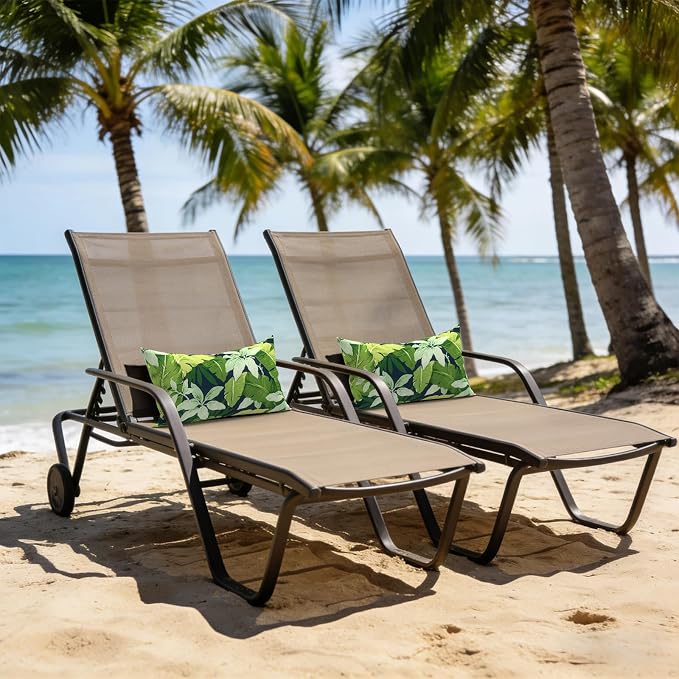 LVTXIII Outdoor/Indoor Lumbar Pillow Covers ONLY, Decorative Patio Lumbar Cushion Covers, Fluffy Water Repellent Cushion Cases for Home Patio, 12x20 Inch, Pack of 2, Jungle Leaves