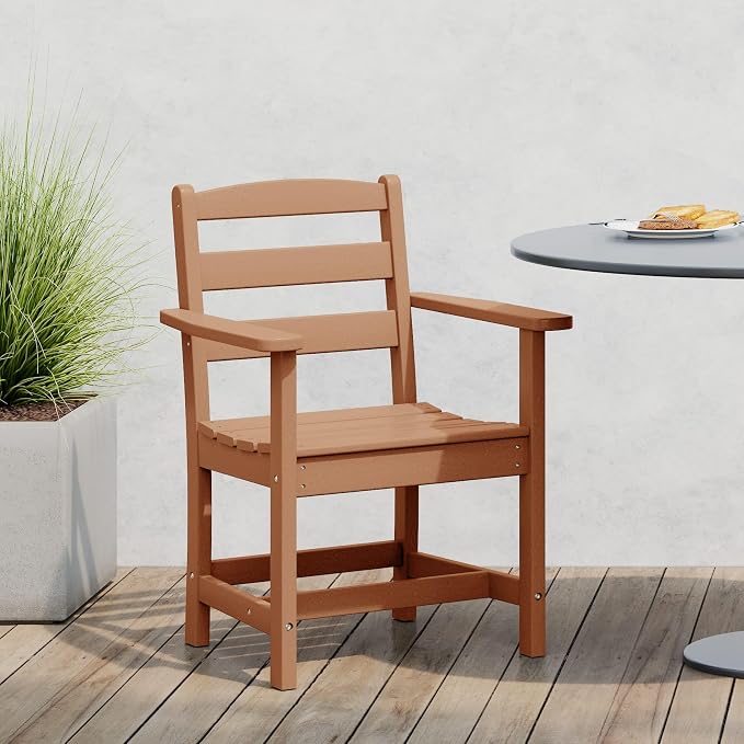 WestinTrends Ashore Outdoor HDPE Patio Classic Dining Arm Chair, Teak