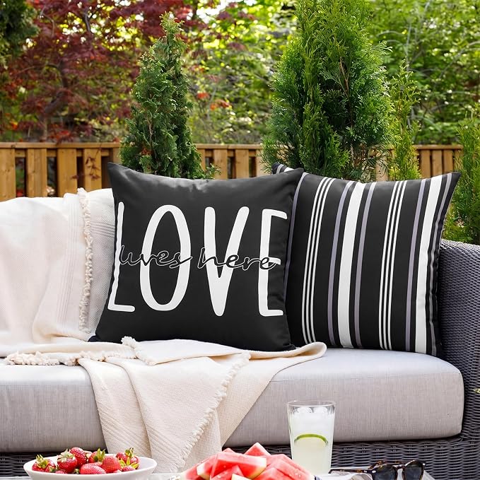 Adabana Waterproof Fabric Floral and Stripe Design for Patio, Couch, Garden Decor