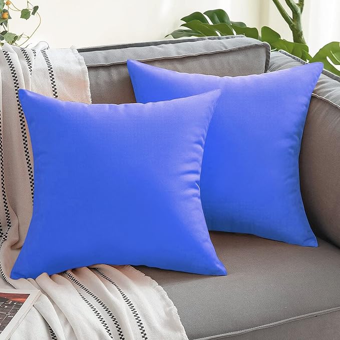VAKADO Outdoor Waterproof Throw Pillow Covers 16X16 Set of 2 Decorative Blue Patio Furniture Cushion Cases Outside Decor for Couch Garden Bench Porch,Turquoise