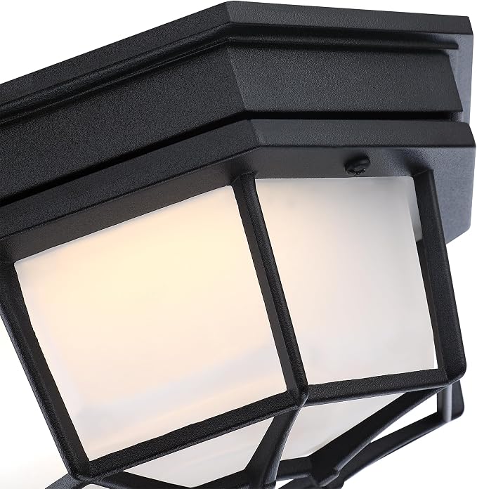 8.5” Black Flush Mount LED Ceiling Light 2700K 3000K 3500K 4000K 5000K Octagonal Outdoor Porch Lights Black 8.5inch Outside Ceiling Light for Patio,Aluminum Alloy and Glass,14W, 120V, 750lm-1000Lm