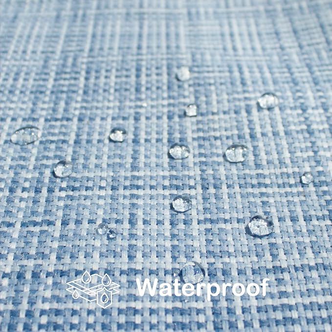 Kevin Textile Outdoor Waterproof 22"x22" Pillow Covers 2 Pack, Light Blue | Water Resistant, Faux Linen Yarn-dyed, Woven Texture Throw Pillow Covers for Tent Patio Garden Couch Sofa