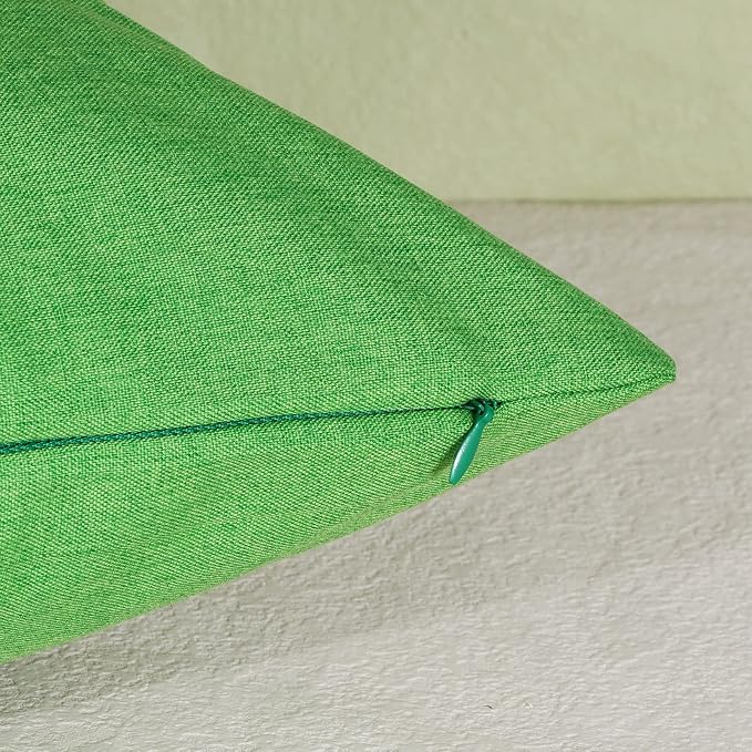 Pack of 4 Decorative Outdoor Waterproof Throw Pillow Covers ONLY Square Garden Cushion Cases for Patio, Couch, Tent and Sofa, 18 x 18 Inches, (Blue-Green, Blue, Green, Light Green)
