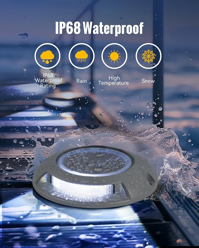 Solar Driveway Lights Outdoor Waterproof, 2 Color Modes Deck Lights | Outdoor Solar Deck Dock Warning Step Lights for Driveway Marker Sidewalk Garden Pathway Yard (4 Pack)