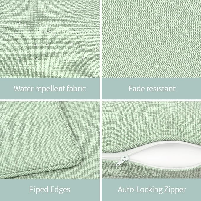 Pack of 4 Outdoor Throw Pillows,20x12 Inch All-Weather Water-Resistant Patio Pillows with Inserts,Decorative Pillows for Patio Furniture,Couch,Sofa,Poolside,Light Green