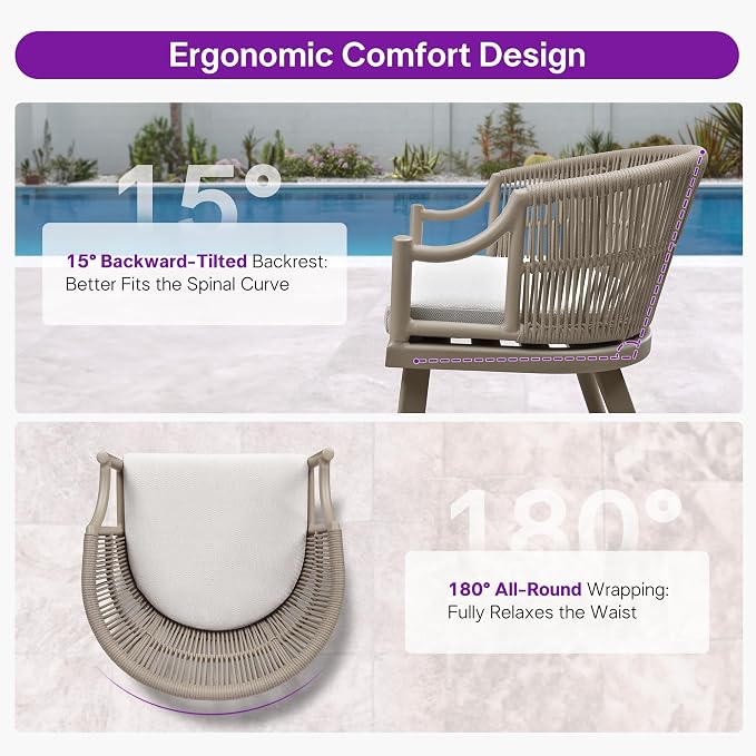 PURPLE LEAF Outdoor Dining Set for 8 with Waterproof Furniture Cover All Weather Patio Dining Set with Rectangular Aluminum Table and Wicker Dining Chairs for Garden Deck Backyard Kitchen, Champagne